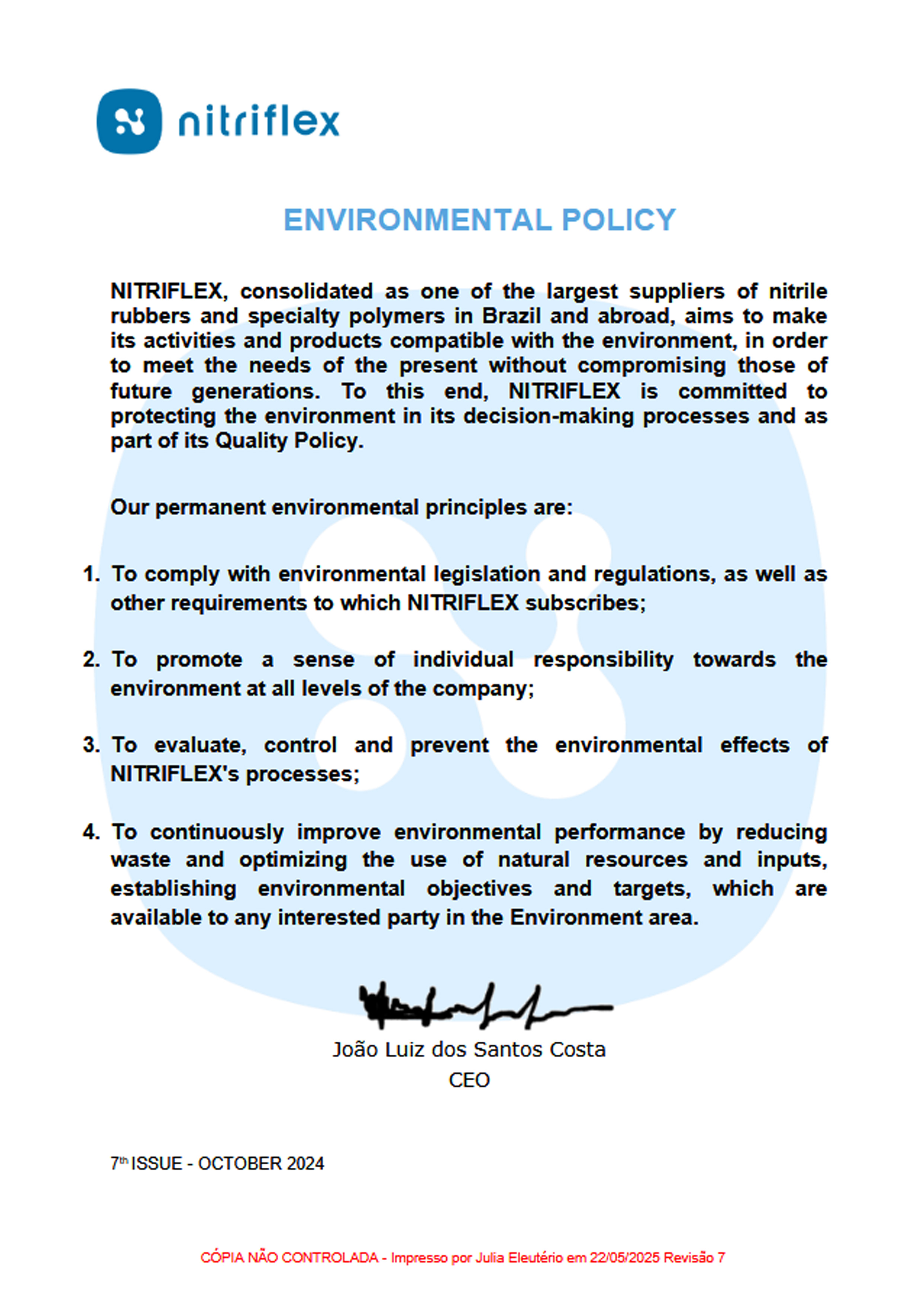 Política Ambiental em Inglês
