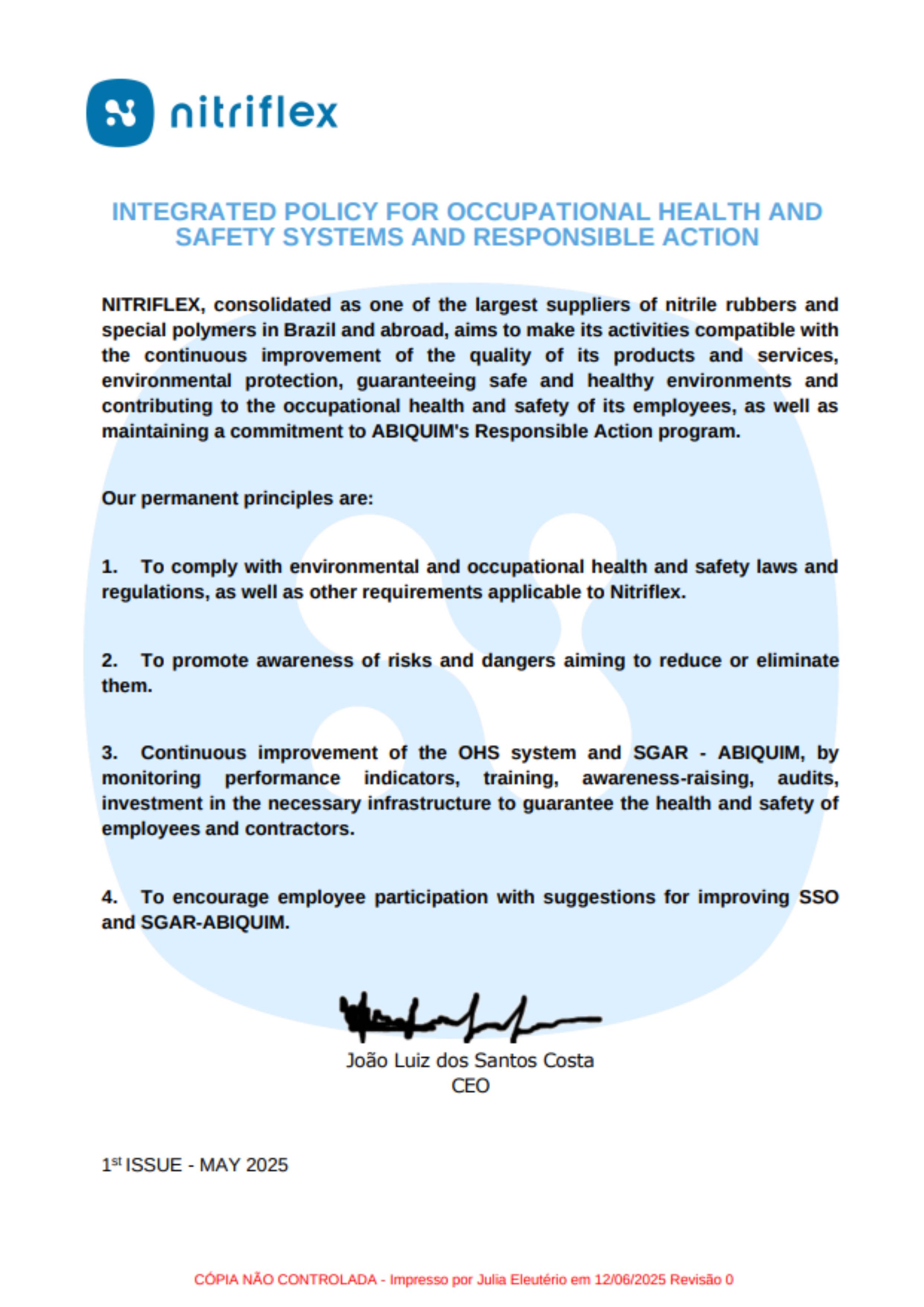 Política de Qualidade Nitriflex