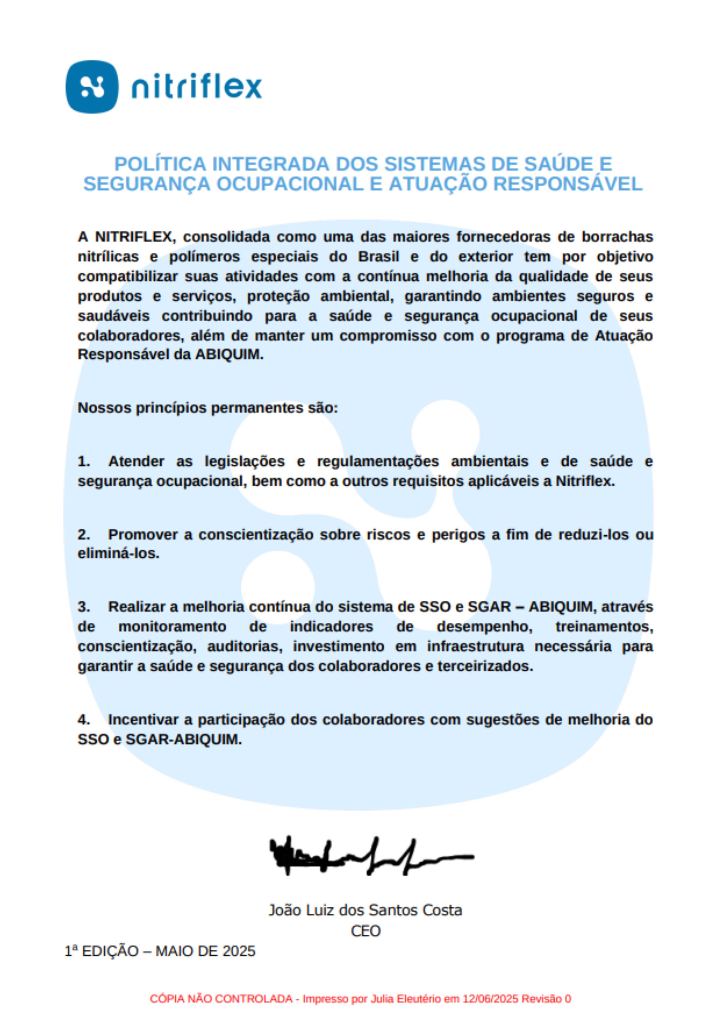 Política de Qualidade Nitriflex